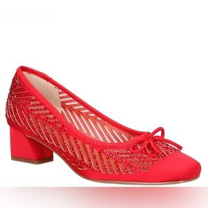 J. Renee Saila Satin Rhinestone Mesh Bow Detail Pumps 8.5 M